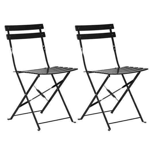 Folding Garden Chairs In Heavy Duty Black Metal Frame