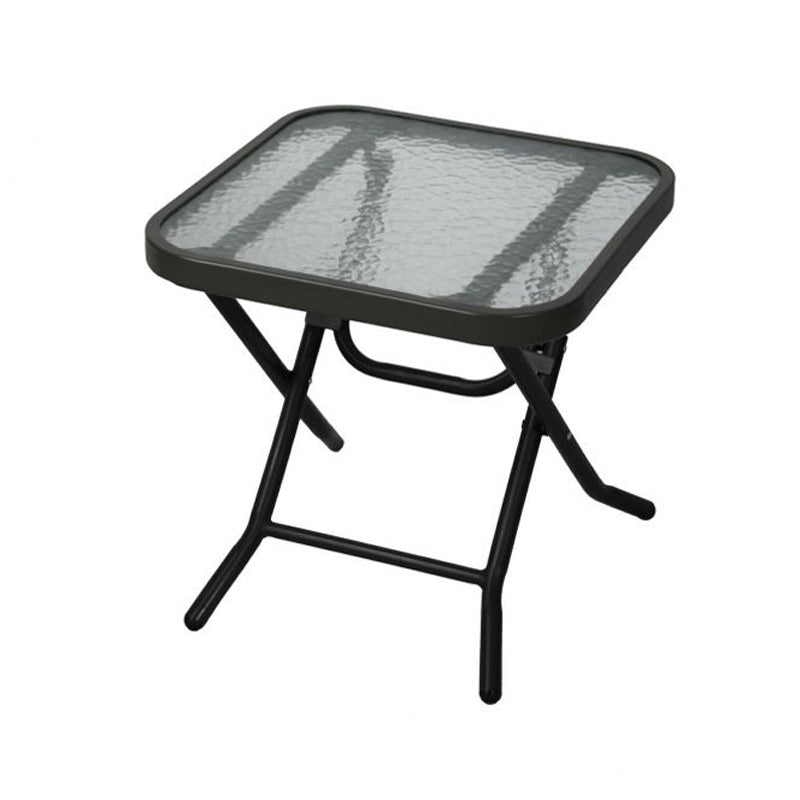 Folding Outdoor Black Coffee Table Garden Patio Side Table Metal