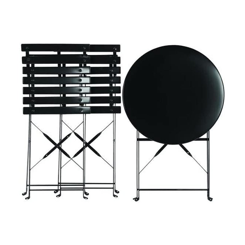 Metal Black Patio Garden Bistro Set of Folding Table and 2 Chairs