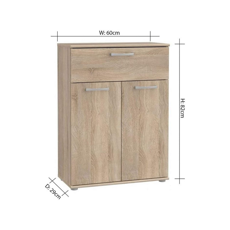 Niko 1 Drawer 2 Door Oak 60cm Wide Hallway Sideboard Cabinet