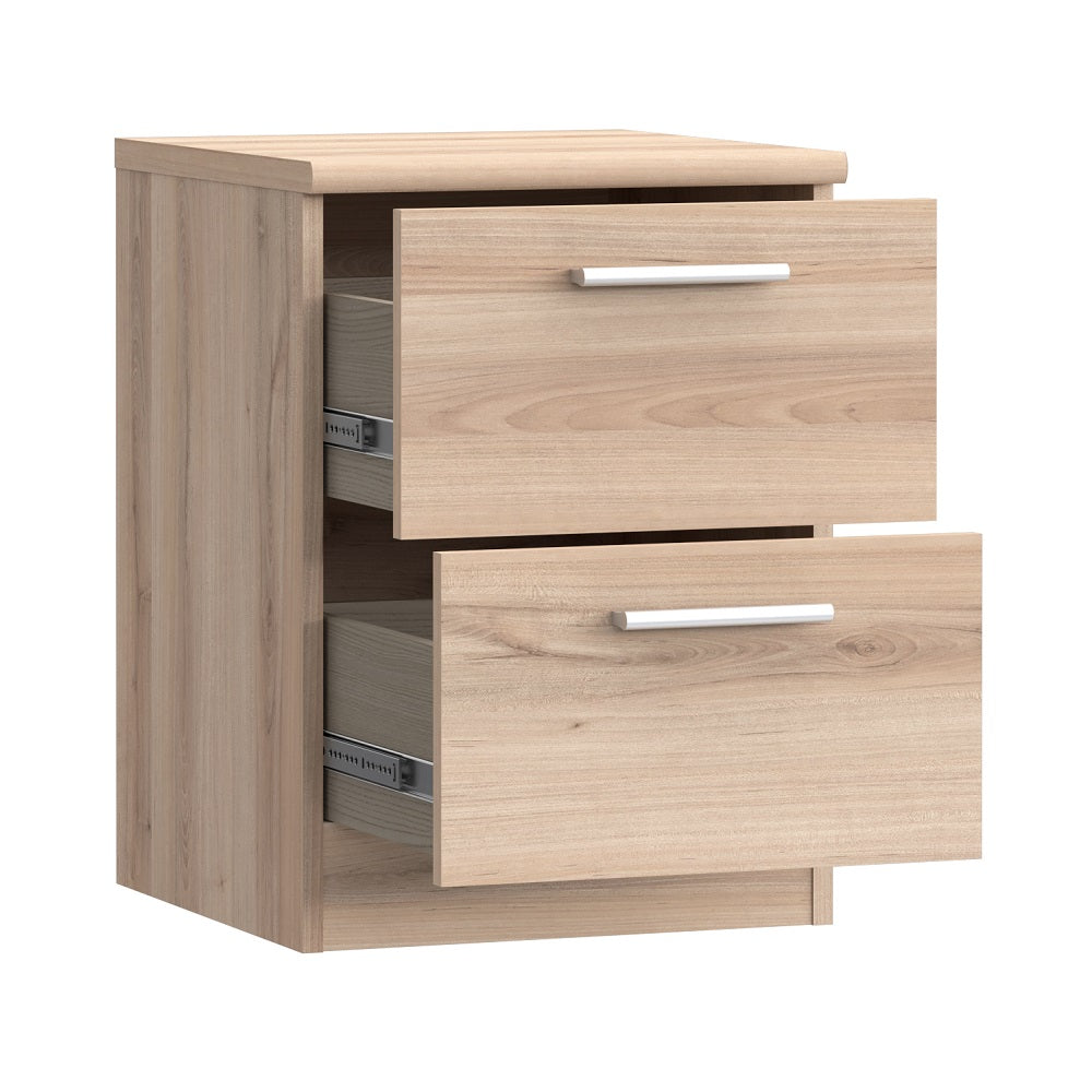 Bronte 2 Drawer Bedside Cabinet, Bedside Table, Oak Finish