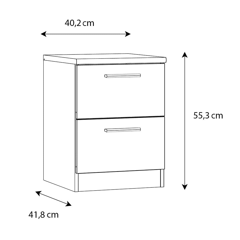 Bronte 2 Drawer Bedside Cabinet, Bedside Table, Oak Finish