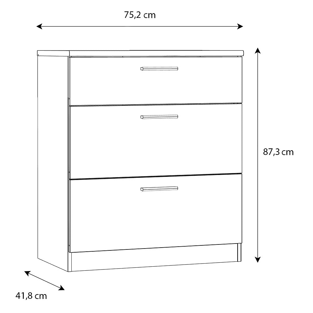 Bronte 3 Drawer Chest - Oak Finish